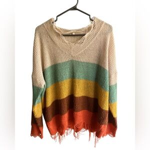 JODIFL distressed colour block knit top large
